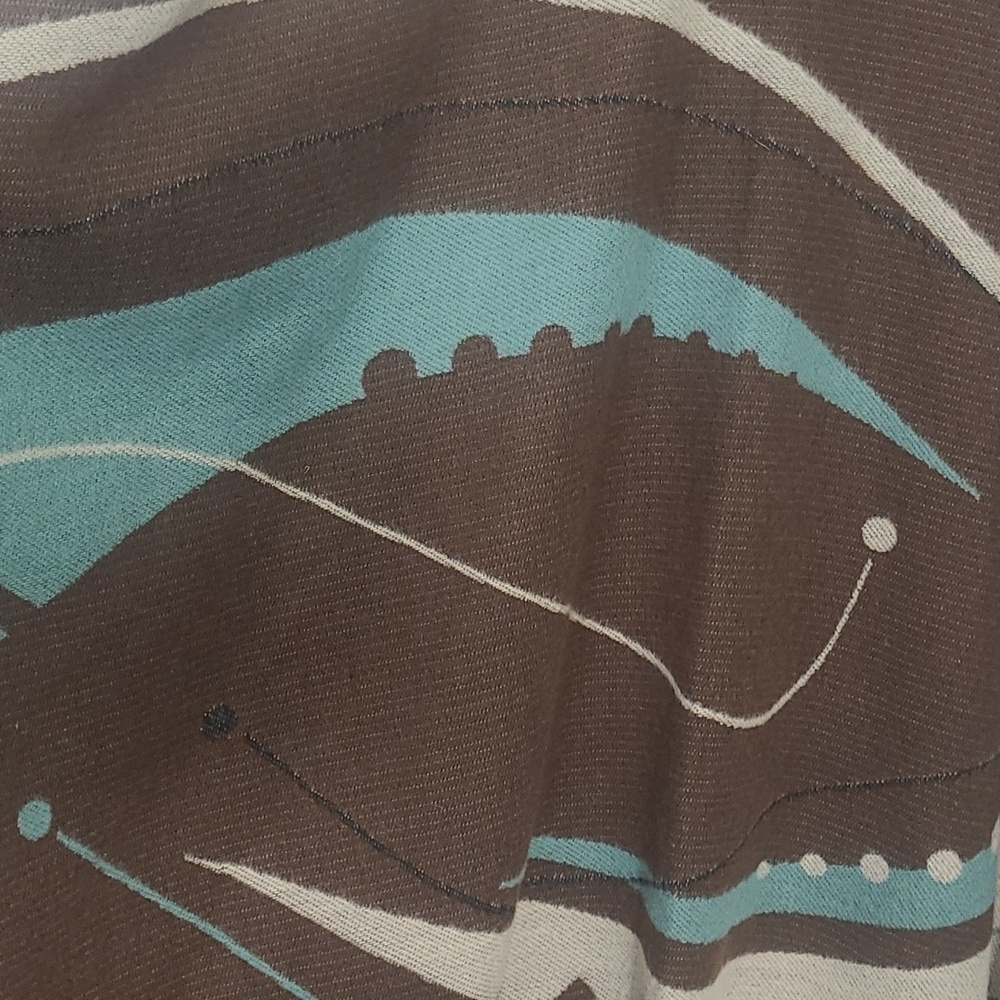 Reversible Ruana Wrap Cape Turquoise & Brown Soft Knit Boho Fringe Shawl XL 1 sz - Picture 11 of 14